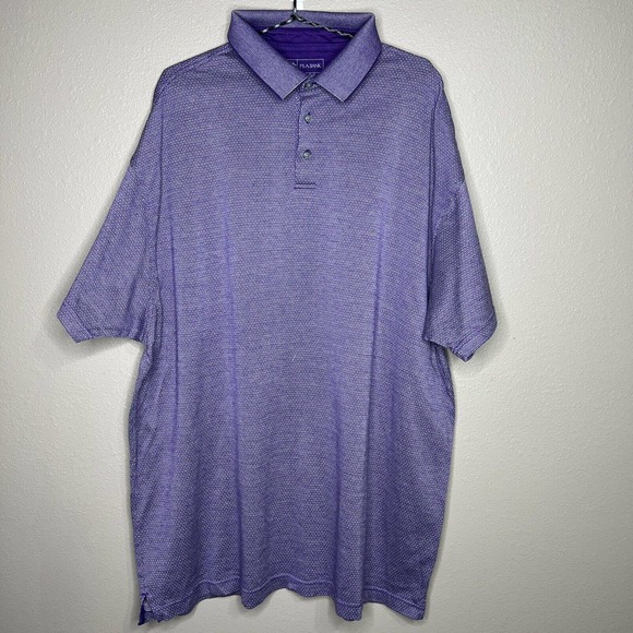 Jos. A. Bank Leadbetter Golf Men's Purple Argyle Short Sleeve Polo Shirt 2XLT - Picture 9 of 9